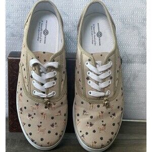 Bradford Exchange Work Of Art I Love Pugs Tan Women's Sneakers US 9.5 Unique Dog